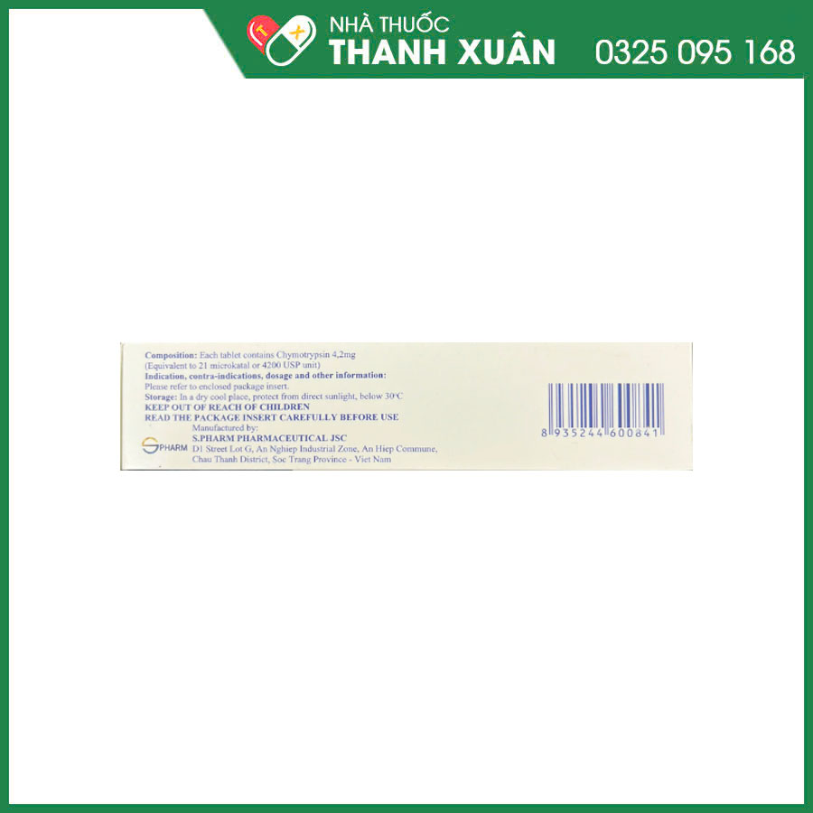 Alphachymotrypsin S.Pharm điều trị phù nề sau chấn thương, phẫu thuật, bỏng